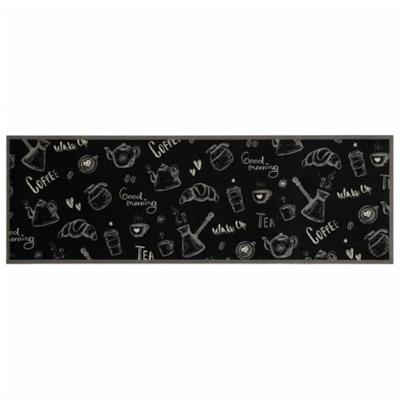 VidaXL Keukenmat wasbaar ochtendprint 60x180 cm fluweel zwart VidaXL Keukenmat wasbaar ochtendprint 60x180 cm fluweel zwart