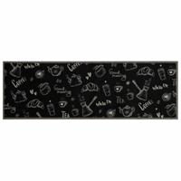 Keukenmat wasbaar ochtendprint 60x180 cm fluweel zwart - thumbnail