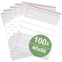 Hersluitbare zak met etiketstrook (b x h) 40 mm x 60 mm Transparant Polyethyleen 100 stuk(s) - thumbnail