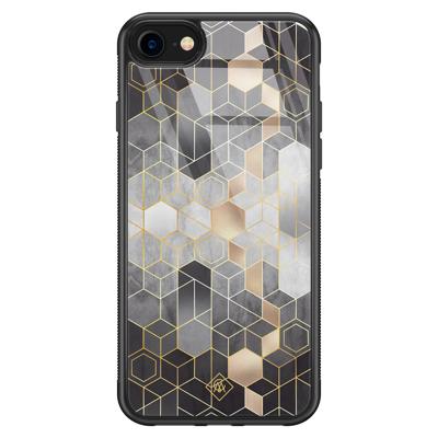 iPhone SE 2020 glazen hardcase - Grey cubes