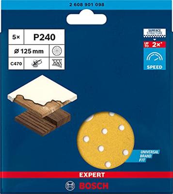 Bosch Accessories EXPERT C470 2608901098 Excenterschuurpapier Geperforeerd Korrelgrootte (num) 240 (Ø) 125 mm 5 stuk(s)