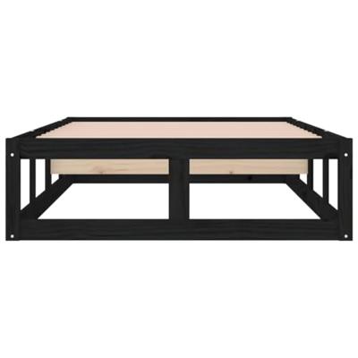Bedframe massief hout zwart 75x190 cm