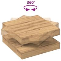 Salontafel 360 graden draaibaar 70x70x34,5 cm artisanaal eiken - thumbnail