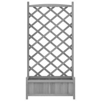 Plantenbak met latwerk massief vurenhout grijs - thumbnail