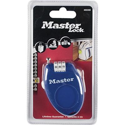 Masterlock 0,70 retractable cable, diam. 2mm - 3-digit resettable combination - 4 - 4603EURD Masterlock 0,70 retractable cable, diam. 2mm - 3-digit resettable combination - 4 - 4603EURD
