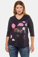 Ulla Popken Shirt, classic, pailletten, ronde hals, 3/4 mouwen - Grote Maten - thumbnail