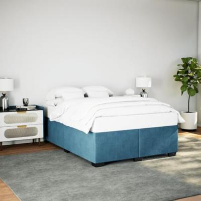 Bedframe fluweel blauw 160x200 cm Bedframe fluweel blauw 160x200 cm