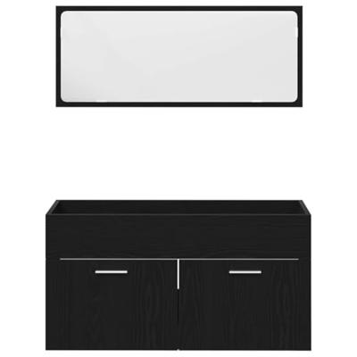 Badkamermeubelset 3 pcs Zwart Eiken 90 x 38.5 x 46 cm