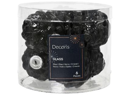 denappel glas d5h7 cm zwrt ass 6st kerst - Decoris