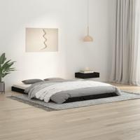 Bedframe massief grenenhout zwart 135x190 cm - thumbnail