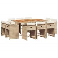 11-delige Tuinset met kussens poly rattan beige - thumbnail