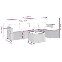 6-delige Loungeset met kussens poly rattan beige - thumbnail