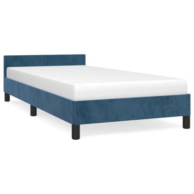 Bedframe met hoofdeinde fluweel donkerblauw 100x200 cm