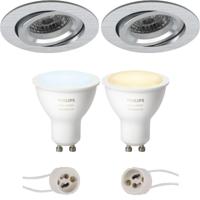 Philips Hue LED Inbouwspot Set GU10 - Mat Zilver - Kantelbaar Ø82mm - White Ambiance Bluetooth - thumbnail