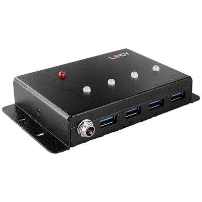 LINDY 443492 443492 USB-hub 4 poorten USB-A USB 3.0 5 GBit/s Met metalen behuizing Zwart