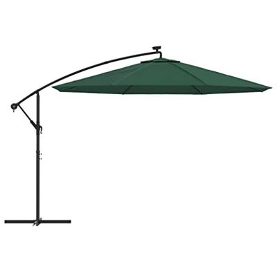 VidaXL Zweefparasol met led-verlichting en metalen paal 350 cm groen