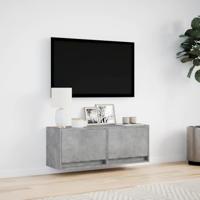 Tv-wandmeubel met LED-verlichting 100x31x35 cm betongrijs - thumbnail