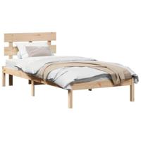 Bedframe met hoofdeinde Bruin 90 x 190 cm Massief grenenhout - thumbnail