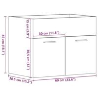 Wastafelkast 60x38,5x46 cm bewerkt hout oud houtkleurig - thumbnail