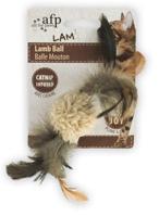 Afp lamb ball lamswol met veren vogel geluid en catnip assorti - thumbnail