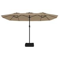 Parasol dubbel dak met LED 449x245 cm taupe - thumbnail