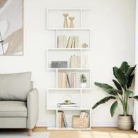 Kamerscherm / boekenkast 6-laags 70x24x193 cm bewerkt hout wit - thumbnail