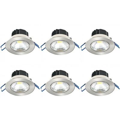 LED Inbouwspot Set 6x 5W - Koud Wit 6400K - Mat Chroom - Ø83mm