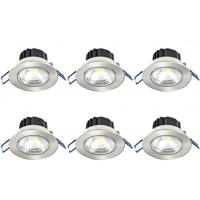 LED Inbouwspot Set 6x 5W - Koud Wit 6400K - Mat Chroom - Ø83mm - thumbnail