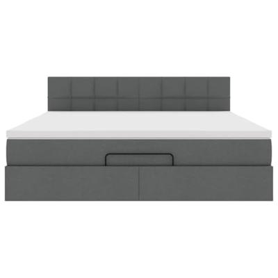 Bed poef met matras en LED's 180x200 cm stof donkergrijs