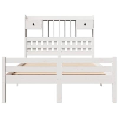 Bed met boekenkast zonder matras grenenhout wit 150x200 cm
