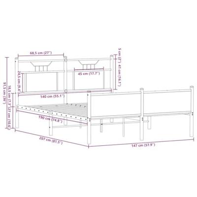 Bedframe zonder matras bewerkt hout bruin eikenkleur 140x200 cm Bedframe zonder matras bewerkt hout bruin eikenkleur 140x200 cm