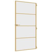 Binnendeur smal 102,5x201,5 cm gehard glas en aluminium goud - thumbnail
