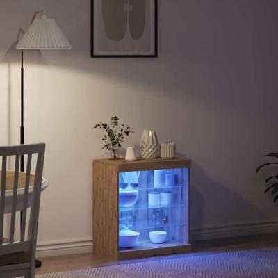 Dressoir artisanaal eikenkleurig 60.5 x 37 x 67 cm Bewerkt hout