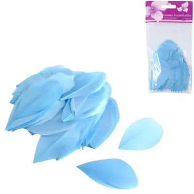 Decoratie veren blauw 6 cm 96 stuks | 48 stuks