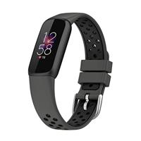 Fitbit Luxe - Siliconen sportbandje - Maat: Large - Zwart - thumbnail