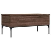 Salontafel 100x50x45 cm bewerkt hout en metaal bruin eikenkleur - thumbnail