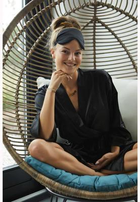 Satijnen kimono dames - zwart