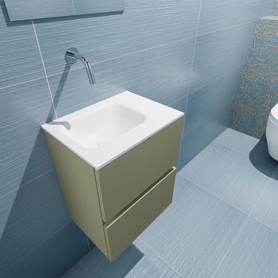 MONDIAZ ADA 40cm toiletmeubel army. LEX wastafel talc links zonder kraangat