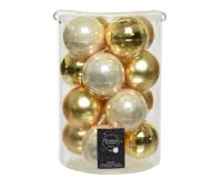 Kerstbal glas d8 cm parel/goud 16st kerst Decoris - Decoris - thumbnail