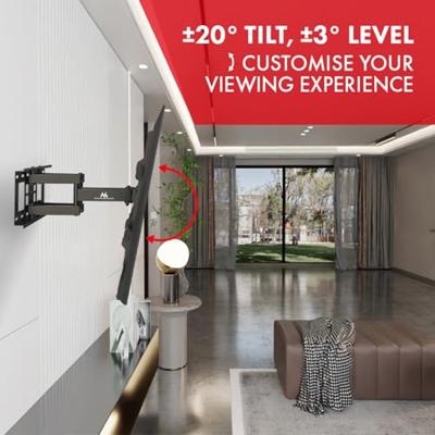 Maclean TV beugel, max VESA 600x400, 32-85", 60kg, horizontale en verticale hoekverstelling, profiel 65-390mm, zwart, MC-789
