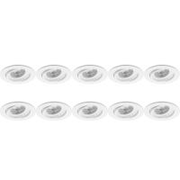 10-Pack Kantelbare Inbouwspot GU10 - Rond Wit Aluminium Ø82mm - thumbnail