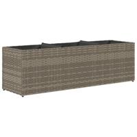 Plantenbakken met 3 potten 2 st 105x30x32 cm poly rattan grijs - thumbnail