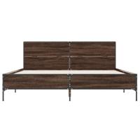Bedframe bewerkt hout metaal bruin eikenkleur 120x200 cm - thumbnail