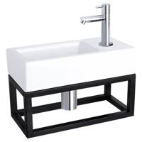 Differnz Differnz Ravo fonteinset keramiek - kraan recht - met handdoekrek chroom - thumbnail