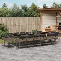 17-delige Tuinset met kussens poly rattan grijs - thumbnail
