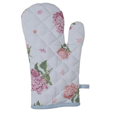 Clayre & Eef Ovenwant 18x30 cm Blauw Roze Katoen Hortensia