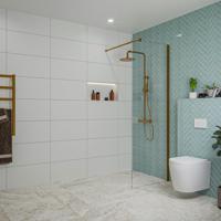 Fortifura Galeria inloopdouche - 70x200cm - helder glas - wandarm - Geborsteld koper PVD (Koper) SW797913/SW876702 - thumbnail