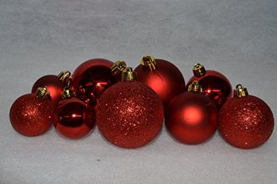 Decoris kerstballen set Plastic 30st Kerstrood 4-5-6cm - thumbnail