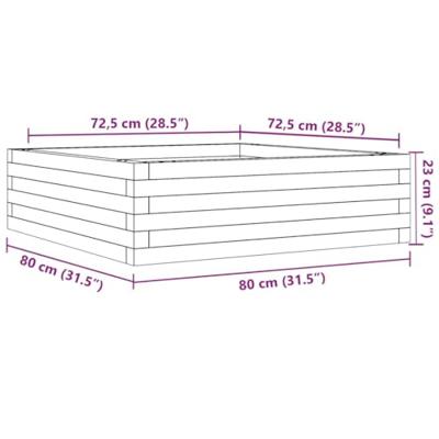 Plantenbak 80x80x23 cm massief grenenhout wit
