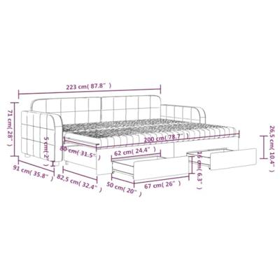 Slaapbank onderschuifbed en lades 80x200 cm fluweel donkergroen